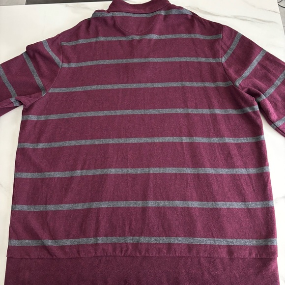Polo Ralph Lauren Estate-Rib Quarter-Zip Pullover Burgundy gray striped XXL - Picture 10 of 13